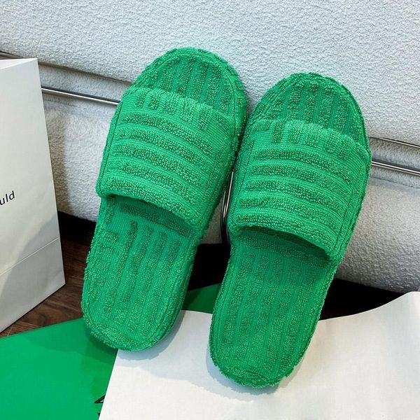 

slippers 2022 winter women green slipper platform fur slides soft sole comfort open toe house flip flops shoes, Black