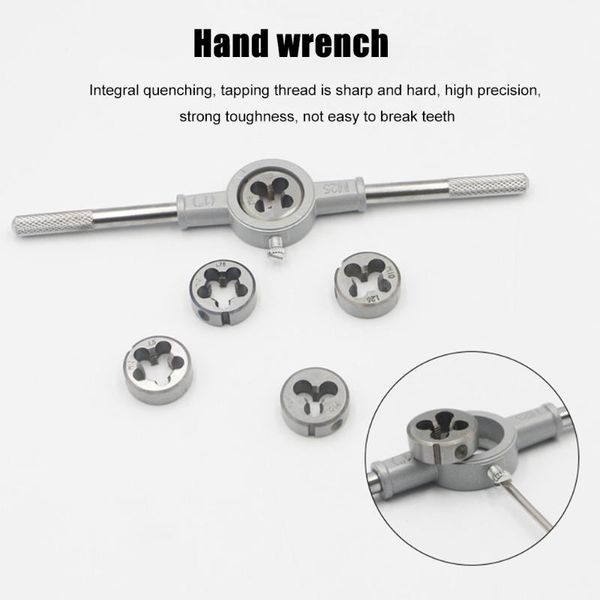 

8pcs hand die wrench kit metric screw circular threading tools thread tap twist drill bit set