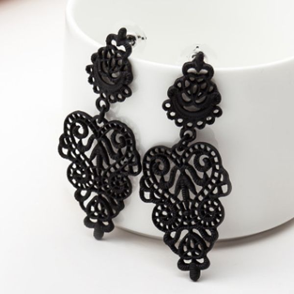 

gothic women dangle earring bohemia style black alloy pierced long dangle drop earrings jewelry accessories, Golden