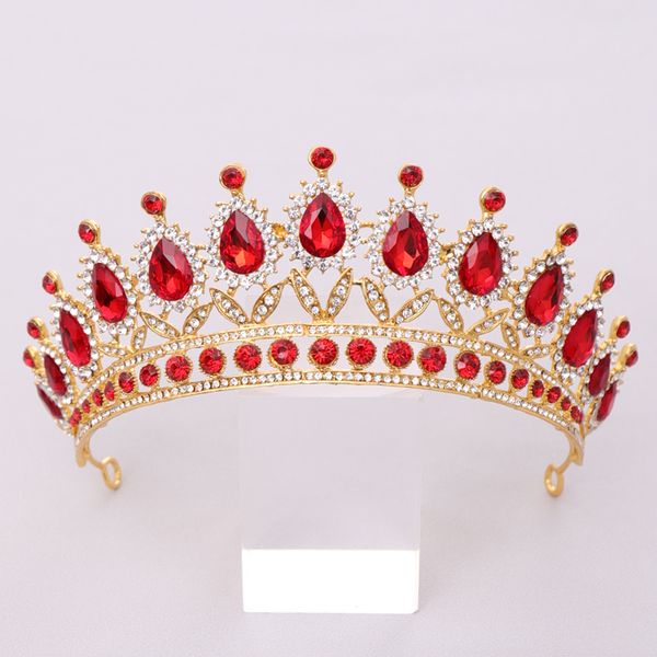 

luxury red rhinestone crystal wedding crown hair accessories bride tiaras queen diadem pageant bridal hair jewelry accessoriesdio chan conta, White;golden