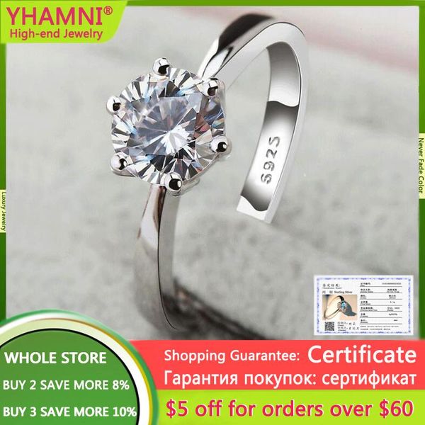 

cluster rings 90% off with certificate 100% authentic 925 solid silver wedding solitaire 6/8mm lab diamond engagement for women, Golden;silver