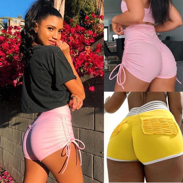 

women's shorts women ladies solid skinny slim high waist bulift sports gym fitness running casual, White;black