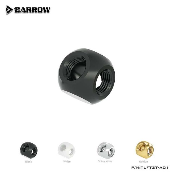 

barrow water cooler pc g1/4 3-way cubic adaptor seat fittings,black/white/silver/glod computer accessories tlft3t-a01 for rgb fans & cooling