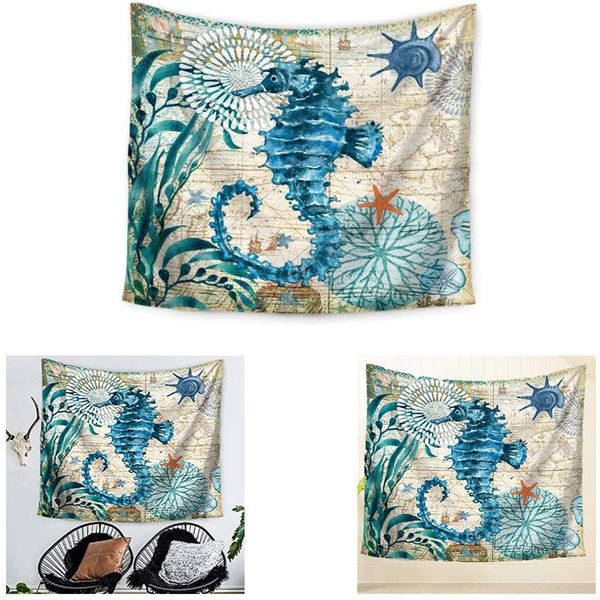 

tapestries sea hippocampus tapestry marine life bohemian wall hanging art decor beach table cloth