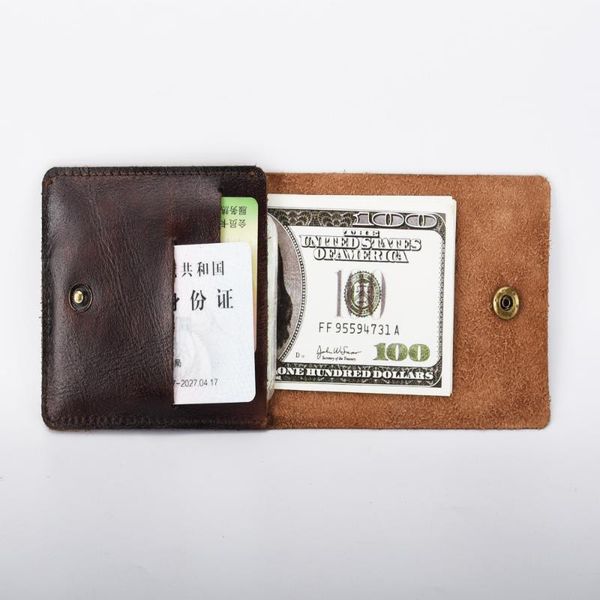 

wallets dikedaku 2021 wholesale mad horse leather men wallet card cover handpainted retro simple dollar clip bag cowhide, Red;black