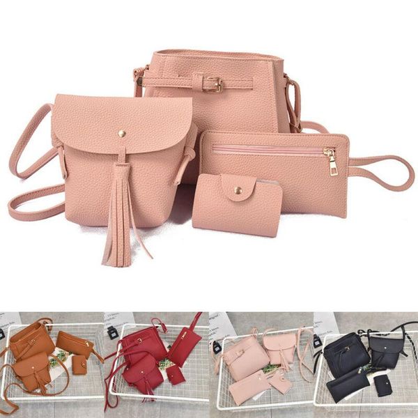 

evening bags women ladies 4pcs/set leather handbag shoulder tote purse satchel messenger bag