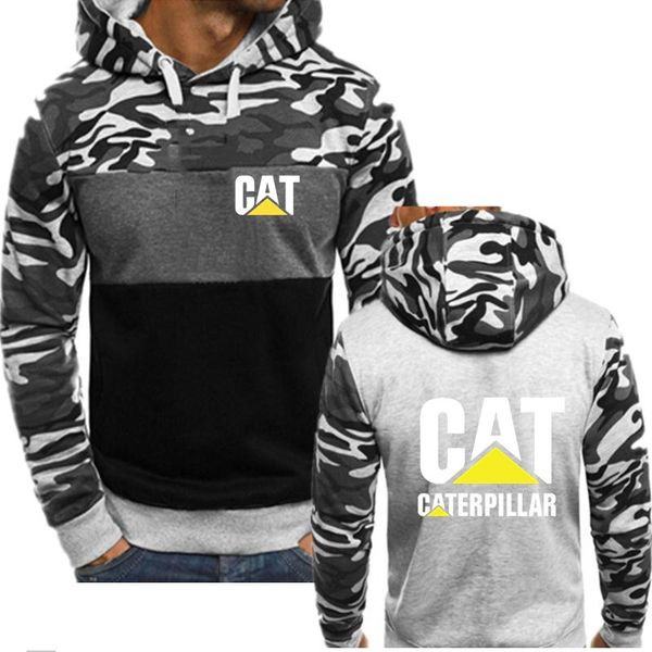 

men's hoodies & sweatshirts spring cat logo brand men camouflage color matching hoodie pullover custom made print british style, Black