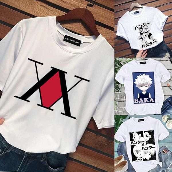 

kawaii x t shirt men funny summer cartoon graphic tees harajuku anime couple cool print t-shirt male women's, White