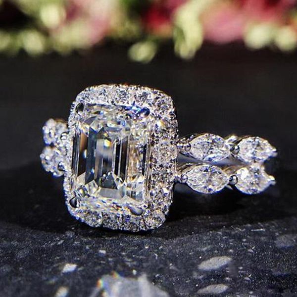 

wedding rings luxury brilliant cubic zirconia engagement female accessories fancy proposal ring gift trendy jewelry drop, Slivery;golden