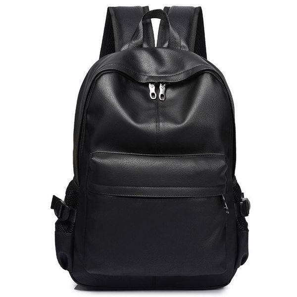 

backpack men's for men pu leather leatherette man mens design bag black zipper lapmale high quality