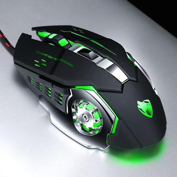 

mice v6 wired gaming mouse 3200dpi four-speed adjustment rgb breathing light usb computer gamer pc 6 buttons