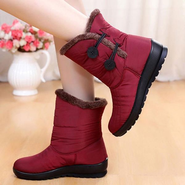 

boots winter women's waterproof non slip ankle for women thick plush keep warm cotton shoes on ladies casual, Black
