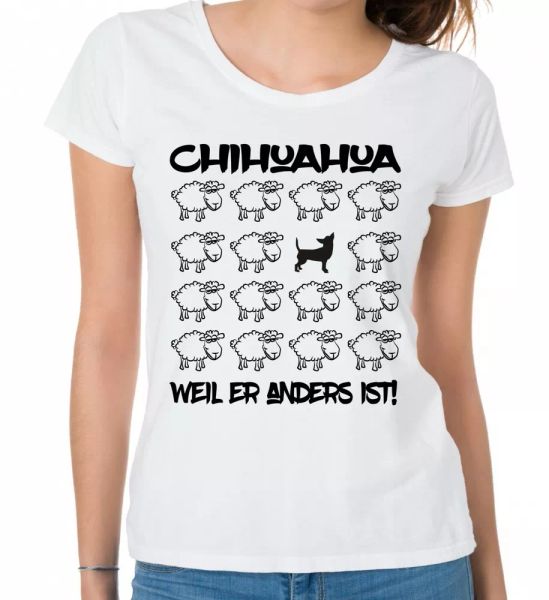 

chihuahua womens t-shirt black sheep by siviwonder, White;black