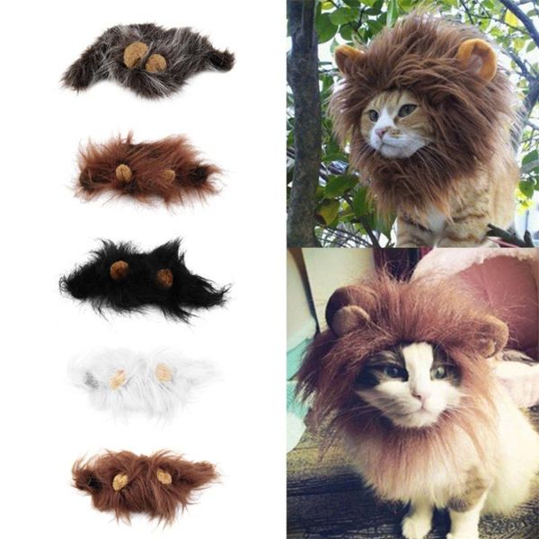

cat costumes pet dog emulation lion hair mane ears head cap autumn winter dress up costume muffler scarf