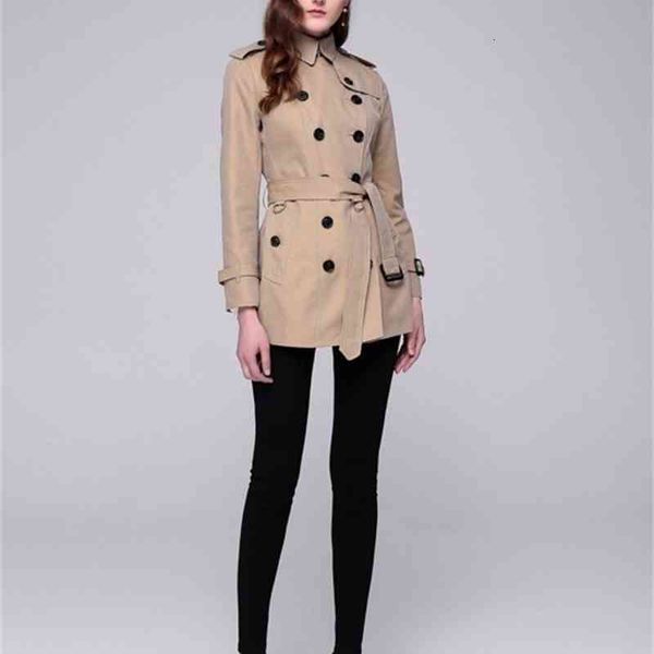 

dust coat 2021 autumn and winter b home double breasted windbreaker badian cotton waterproof short slim female, Tan;black