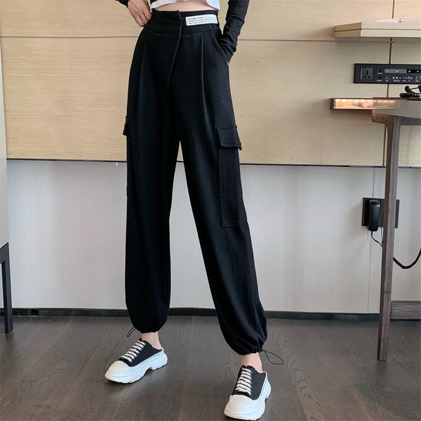 

capris ytx149 spring korean version of high-waisted weight-loss pants, Black;white