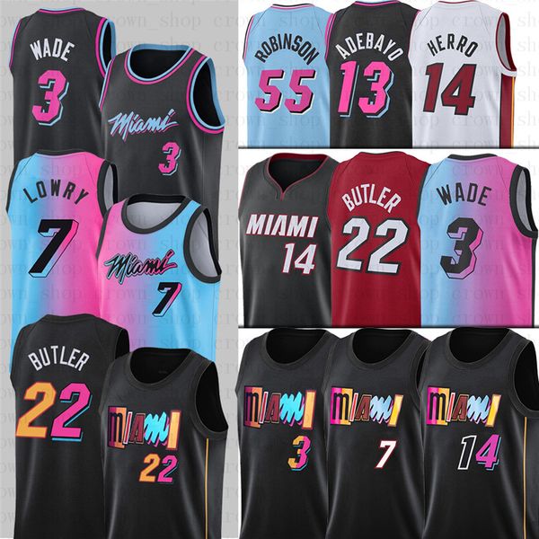 

75th 22 jimmy tyler butler basketball jerseys dwayne dwyane kyle 3 wade 14 herro lowry wade goran 13 adebayo kendrick dragic men robinson, Black;red