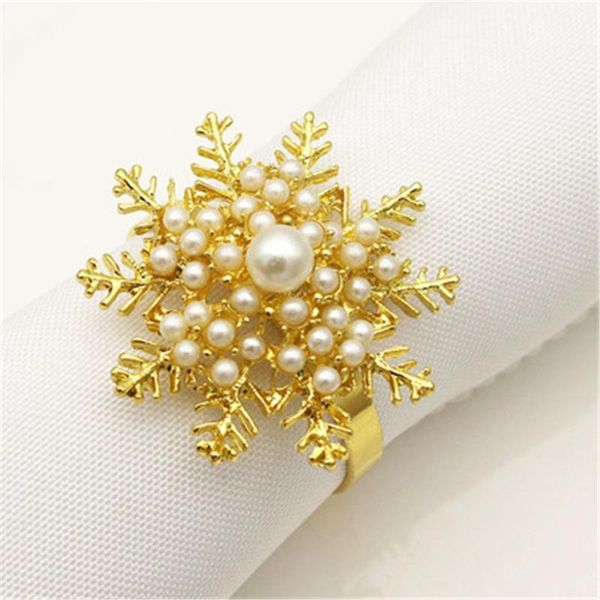 

napkin rings 6 / pcs el christmas pearl snowflake buckle ring mouth cloth direct sales of freight