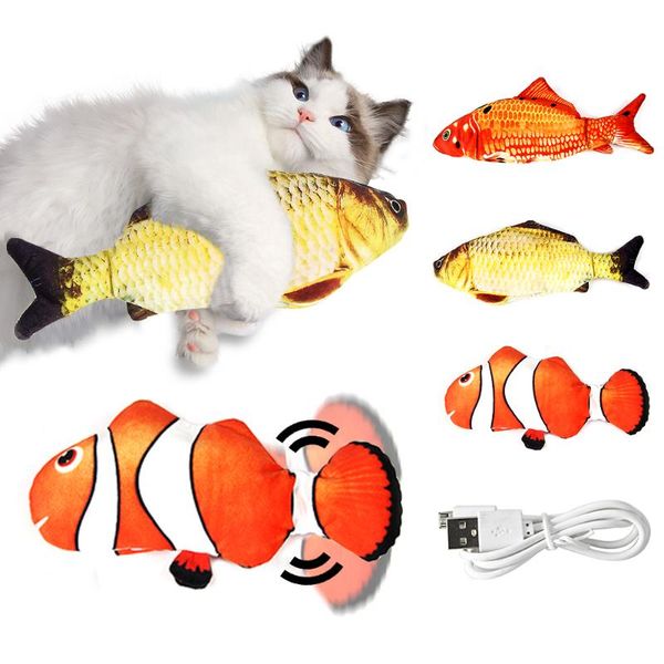 

cat toys fish shape chewing simulation dancing pet catnip usb electric charging moving playing supplies realistic interactive