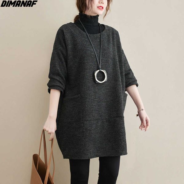 

plus size sweatshirt women cotton knitted warm patchwork t-shirt oversize winter casual style vintage solid 210531, Black