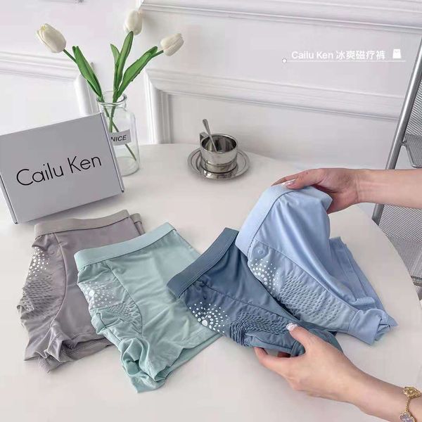 

underpants cool magnetic therapy slow prsure pants tracels ice silk comfortable antibacterial medium waist men's four corner, Black;white