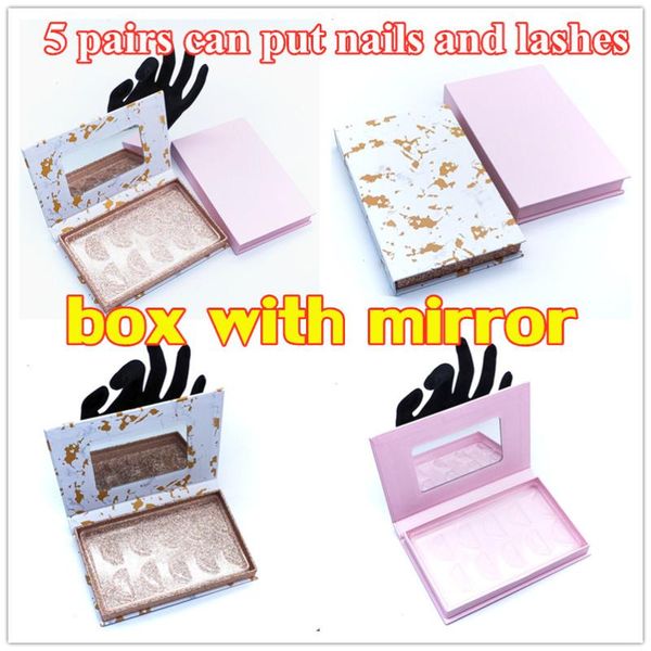 

false eyelashes wholesale empty lashes box with clear tray lash boxes pack five pairs mirror can put nails and eyelash packaging