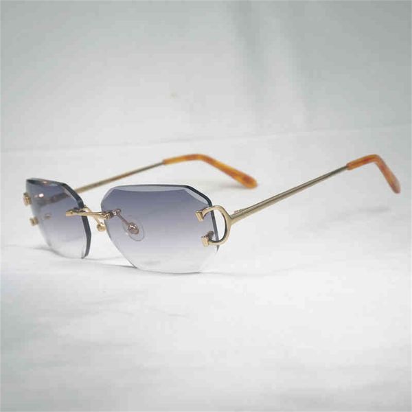 

80% off wholesale vintage rimless wire sunglasses men eyewear accessorie for summer diamond cutting clear glasses metal frame oculos women g, White;black