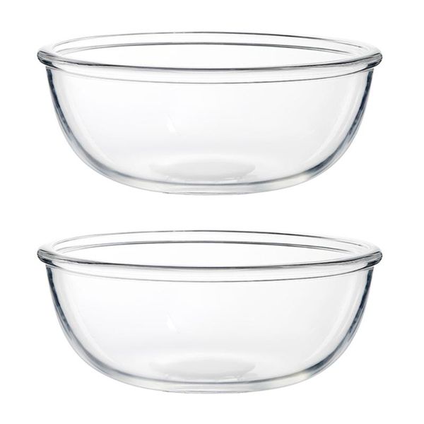 

bowls 2pcs household glass dessert salad kitchen tablewares (transparent)