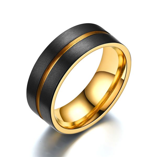 

fashion titanium steel drawing black gold men's ring, Silver