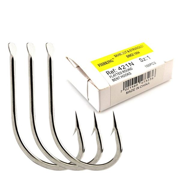 

fishing hooks 100pc/lot steel flatted round accessories jig head with barbed
