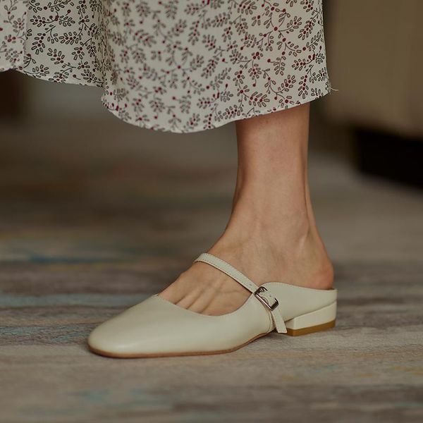 

slippers eshtonshero flat heel sandals shoes woman wedding slip on party summer pointed toe buckle ladies size 3-9, Black