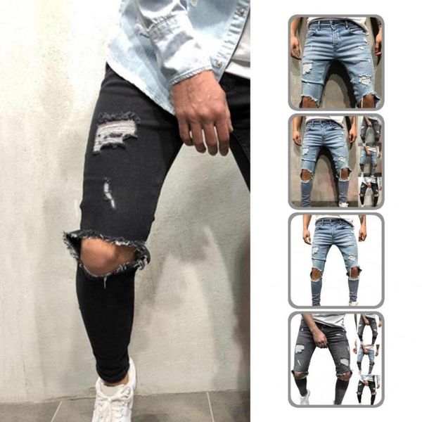 

men's jeans discolored cool slim tight leg men for dating pants, Blue