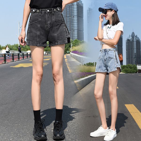 

women's shorts denim loose summer 2020 new fashionable thin net red super high waist pants, White;black