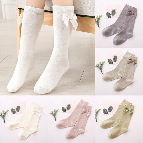 

footies cotton baby socks bow princess girls knee anti slip #by, Blue