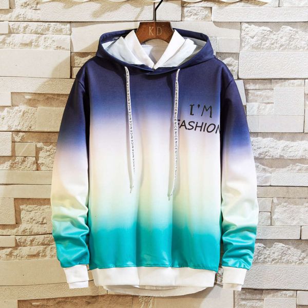 

men's hoodies & sweatshirts sweater autumn pullover hooded trend casual sports coat student gradient hnxk, Black