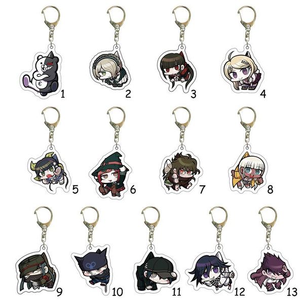 

keychains 2021 danganronpa v3: killing harmony monokuma saihara syuichi acrylic keychain keyring cosplay animation figure bag pendants, Silver