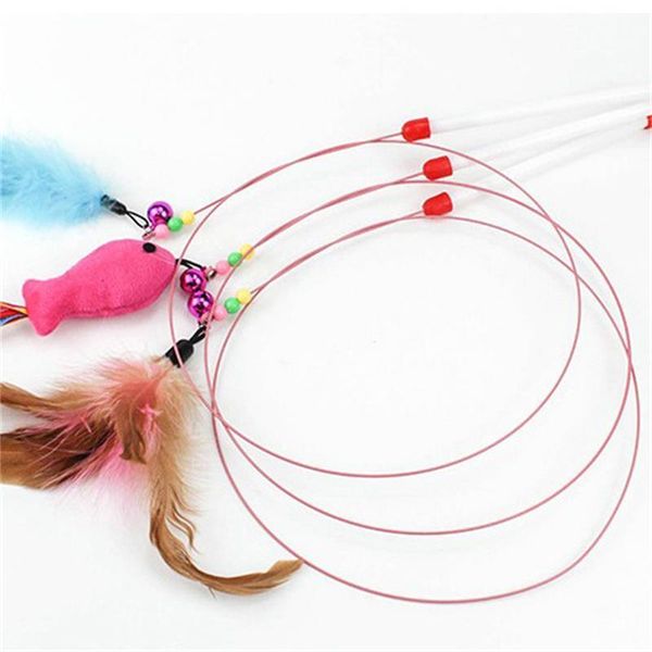 

cat toys high toughnesstwo-color feather steel wire funny stick toypetcat line