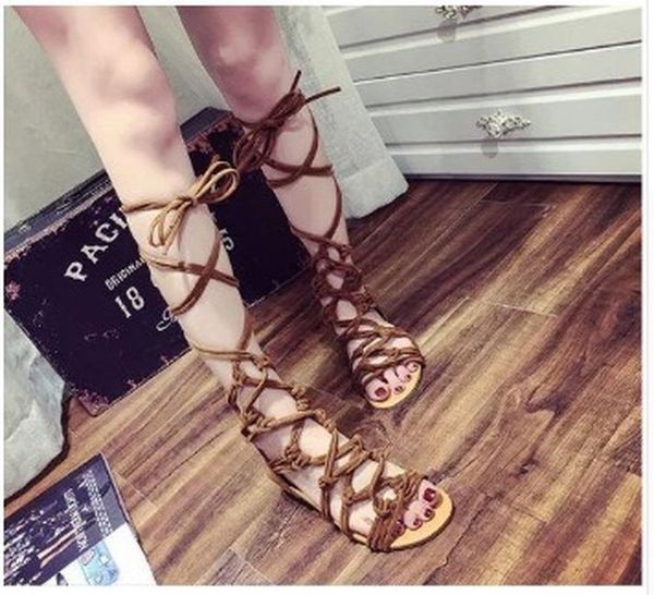 

women sandals summer shoes cross-strap beach plus size 35-43 rome flat comfort ladies casual 2021, Black