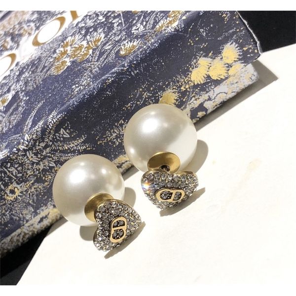 

85% off factory clearance home diamond inlaid pearl love earrings female personality fashion cool wind net red earrings, Golden