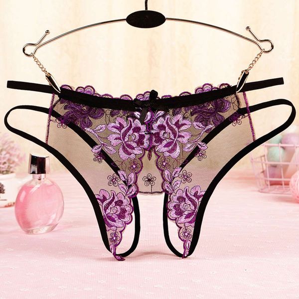 

open mesh embroidered t-pants temptation underwear women's transparent, Black;white