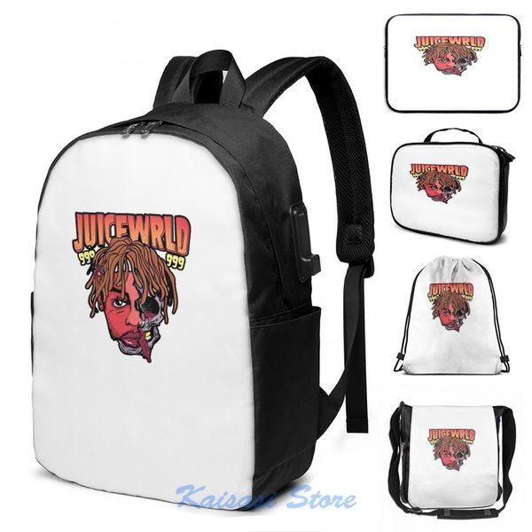 

backpack funny graphic print juicewrld 999 cartoon usb charge men school bags women cosmetic bag travel laptop