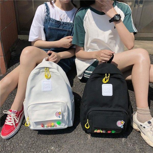 

backpack cute cartoon transparent fruit female sweet girl personality all-match solid color student school bag