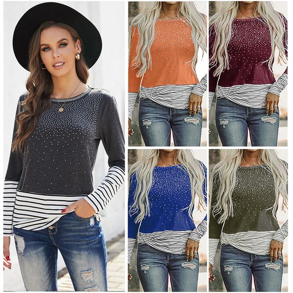 

autumn long sleeve t-shirt women's round neck pullover casual 2513404, Black