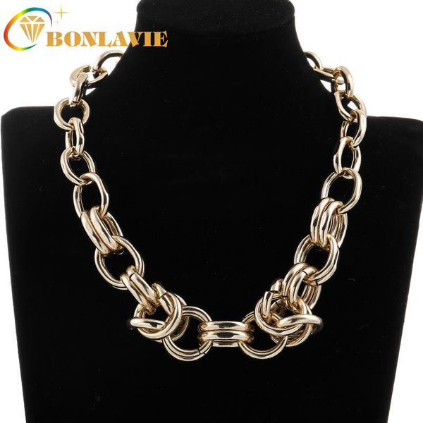 

metal necklace exaggerated gold women chains necklaces, Silver