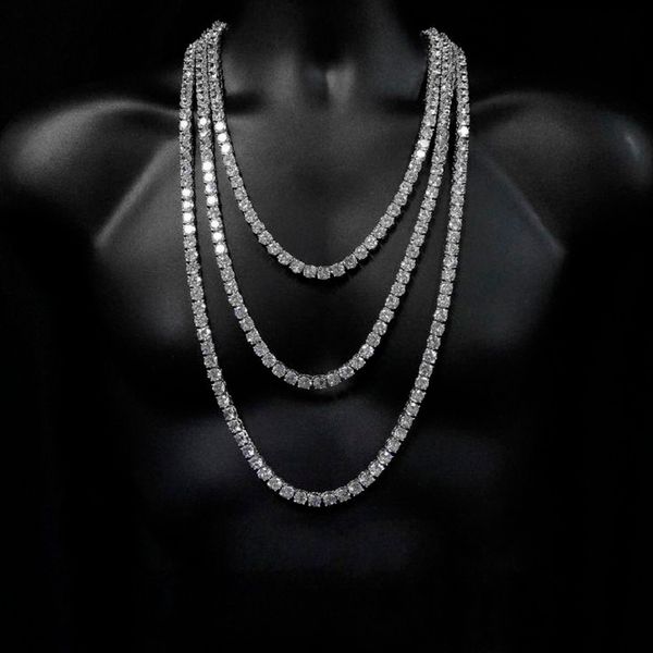

hip hop tennis chain necklace for men jewelry gold silver iced out chains tennis necklaces, Black