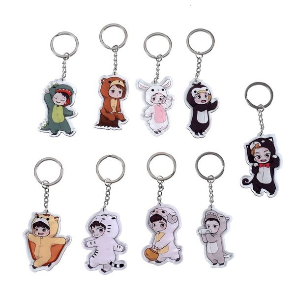 

cartoon keychain 9 styles cute exo acrylic fashion jewelry accessories boys shaped pendants keyring, Silver