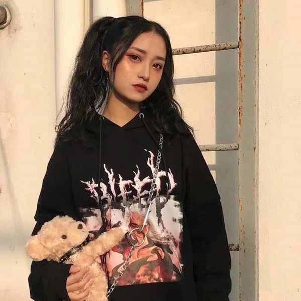 

women's hoodies & sweatshirts high street women loose long sleeve harajuku autumn winter fashion oversized blakc hip hop, Black