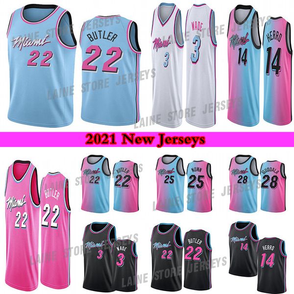 

13 bam tyler 14 herro adebayo jimmy 22 butler basketball jersey dwayne 3 wade 7 goran 55 duncan 25 kendrick dragic nunn jerseys, Black;red