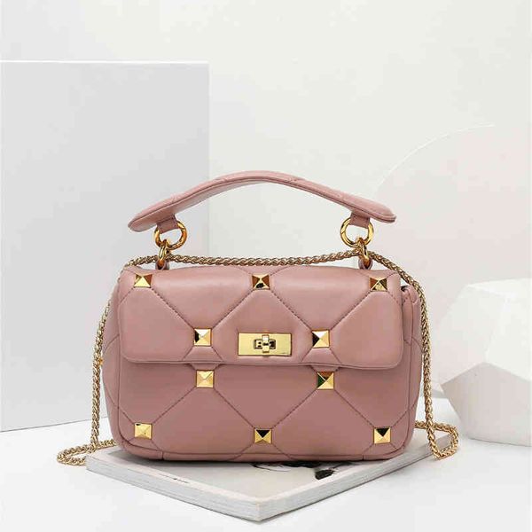 

fashion trends quilted genuine real leather studded stud rivet quilt hand bag handbags