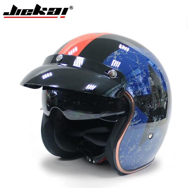 

motorcycle helmets jiekai helmet 3/4 open face vintage casco moto jet scooter bike retro dot approved casque motociclismo
